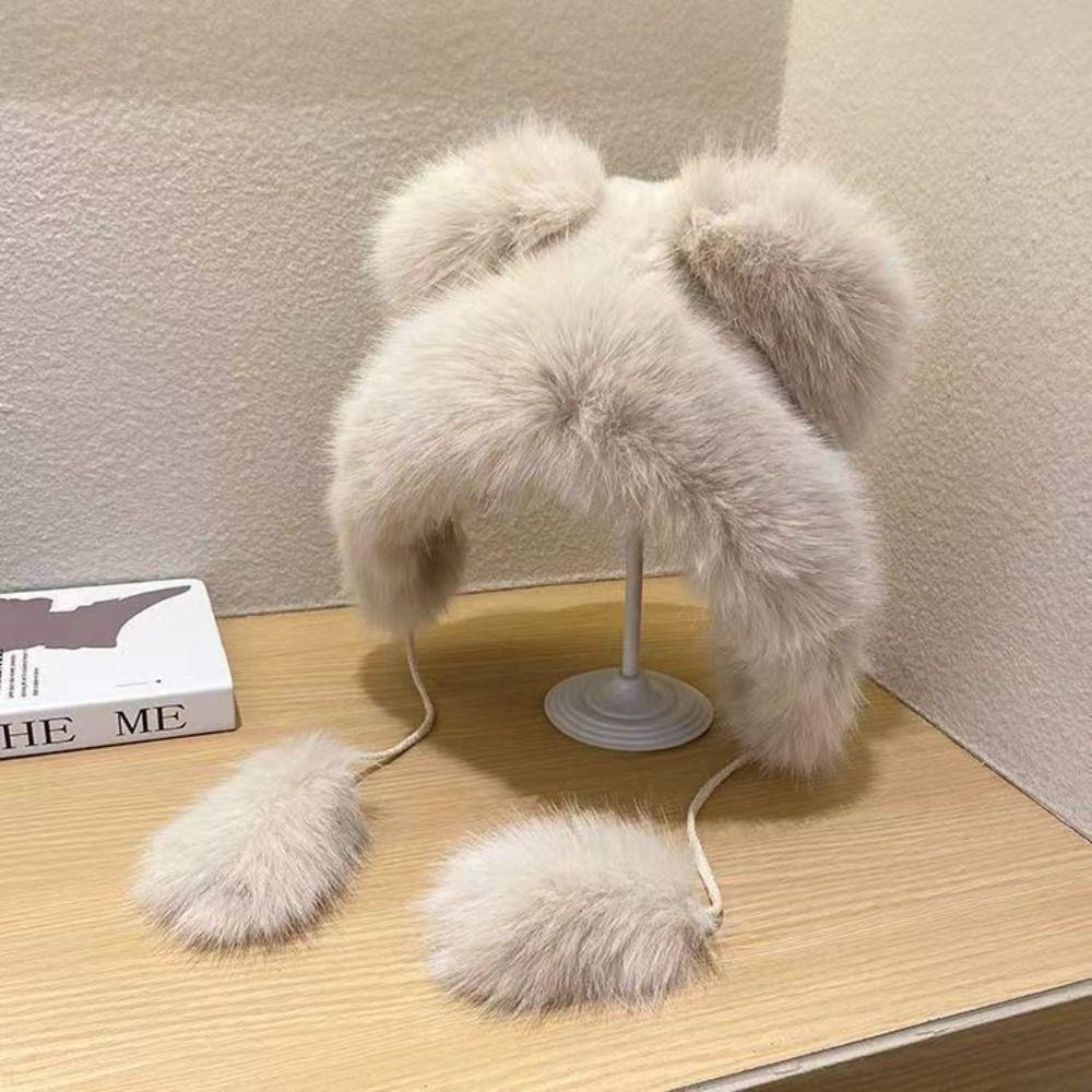 Утолщенная милая шапка с ушками медведя, теплая женская пушистая шапка, модная панама из искусственного меха, для девочек