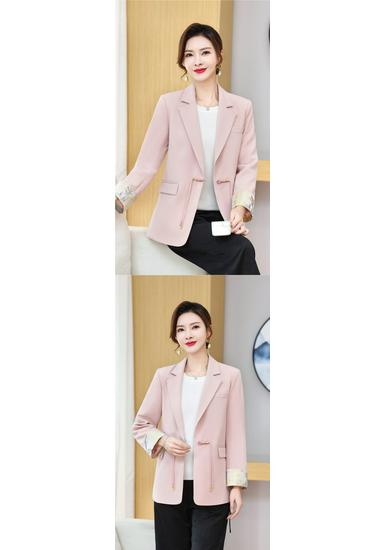 Mom's Autumn Wear: Women's Short Solid Color Suit Jacket for Middle-aged and Elderly - Lightweight Spring/Fall Style
