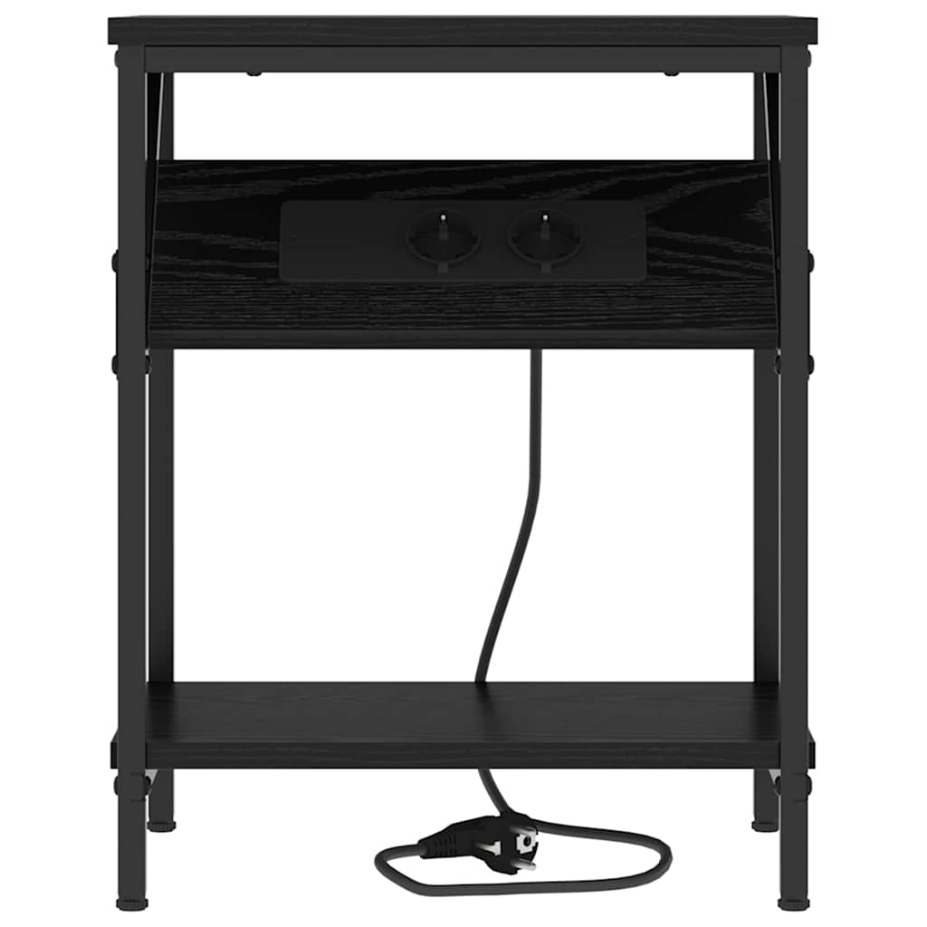 Nightstand Set of 2 Black Oak Effect 38 x 30 x 48 cm