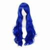Длинный, Кудрявый, Волнистый, Термостойкий Парик для Косплея с Боковой Челкой, Пышный, Универсальный Размер, Идеально Подходит для Костюмов и Мероприятий, Включает Сетку для Парика (синий)