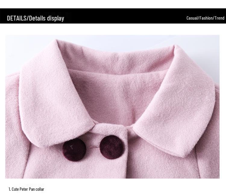 Girls' Autumn/Winter Double-Faced Wool Coat – Korean Style Fashionable Thickened Outerwear for Older Kids
