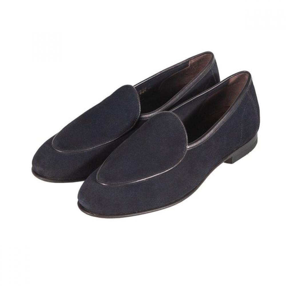 Loake Navy Suede Belgian Loafer Belgrave