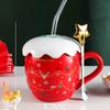 Christmas Mug With Lid And Spoon Ceramic Water Cup Cute Elk Snowflake Coffee Milk Decal Office Creative Gift For Tea Tableware