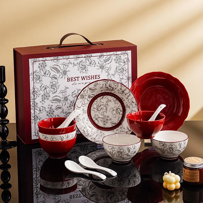 Xiaoyueya Nordic Rose Holiday Ceramic Dinnerware Gift Set