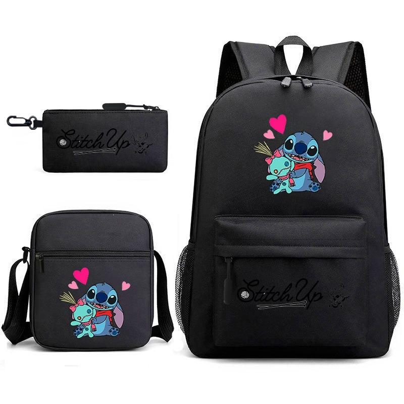 Stitch Backpack Set, Printed Backpack Crossbody Bag Pencil Case, Back to School Hot Selling Student Bookbag