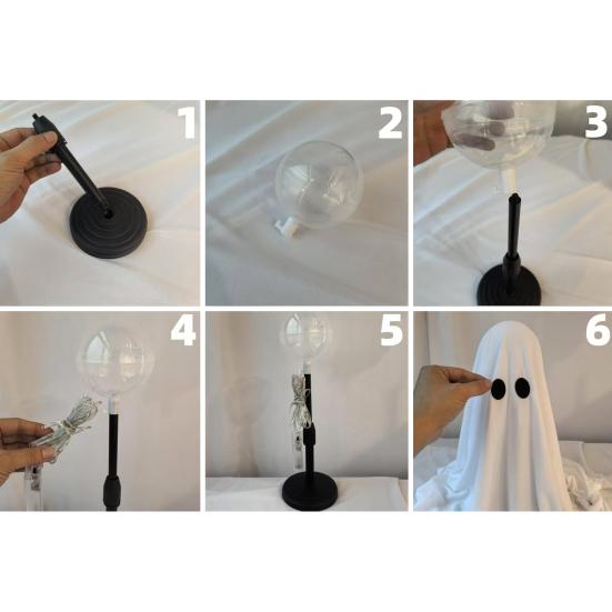 Light Up Halloween Ghost Decoration Scary Lighted White Cloth Ghost Spooky Tabletop Ornament for Indoor Home Mantel Shelf Decor