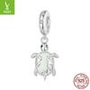 Luminous Stone Turtle Diy Pendant Accessories, Mysterious Retro Pattern S925 Sterling Silver Beads