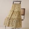 DX~~Retro Small and Fresh Floral Patchwork A-line Skirt for Women's Summer New High Waisted Slimming Large Hem Mid Length Skirt