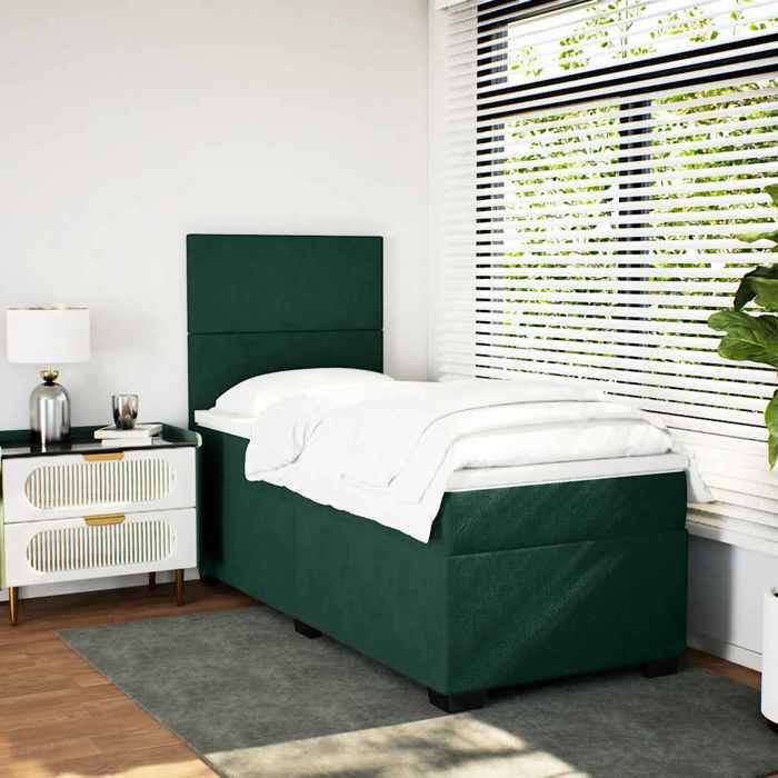 Maison Exclusive - Sommier à lattes de lit et matelas Vert foncé 80x200 cm Velours