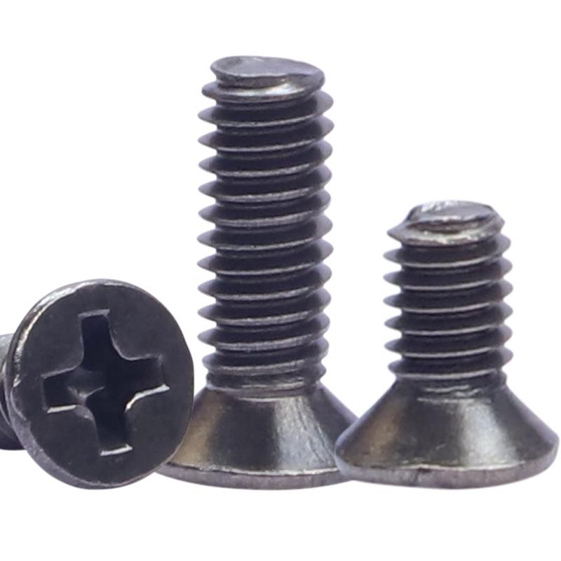 Винты машинные с плоской головкой из углеродистой стали с черным никелевым покрытием - M2/M2.5/M3/M4