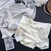 Женские Весенние и Летние Жаккардовые Кружевные Хлопковые Ледяные Шелковые Трусы-Слипы с Высокой Талией