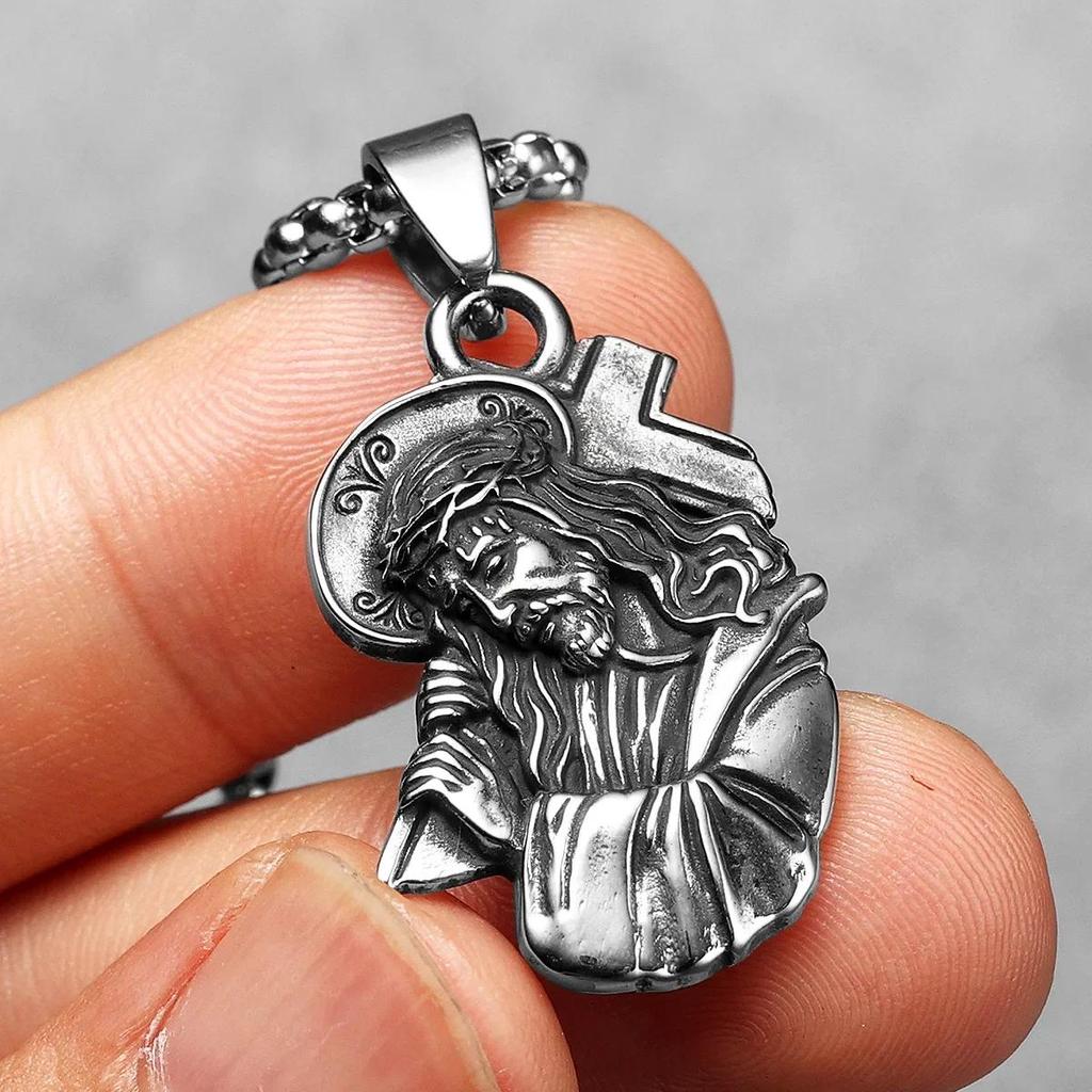 Vintage Jesus Cross God Christian Pendant Necklace Chain Unisex Fashion Gothic Amulet Talisman Jewelry Party Gift