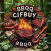 Винтажная металлическая настенная табличка BBQ 8x8 дюймов, алюминиевое искусство для патио, сада, кухни, гаража, мужской комнаты