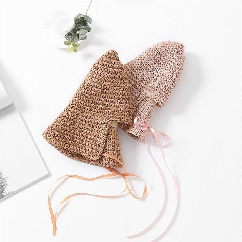 Летняя ретро-соломенная шляпа ручной работы крючком женская складная солнцезащитная кепка для девочек пляжная шляпа от солнца