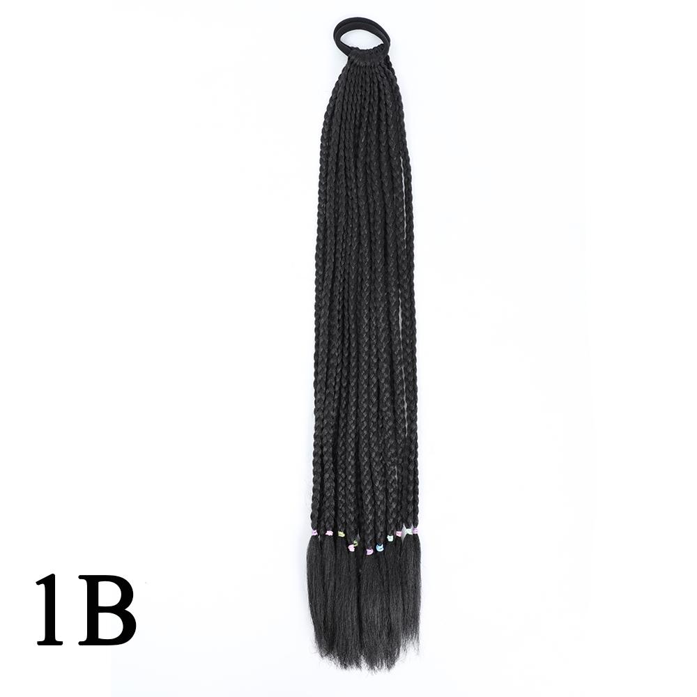 Плетеный хвост с резинкой, черный плетеный хвост ручной работы из термостойкого волокна, шиньоны с конским хвостом для девочек