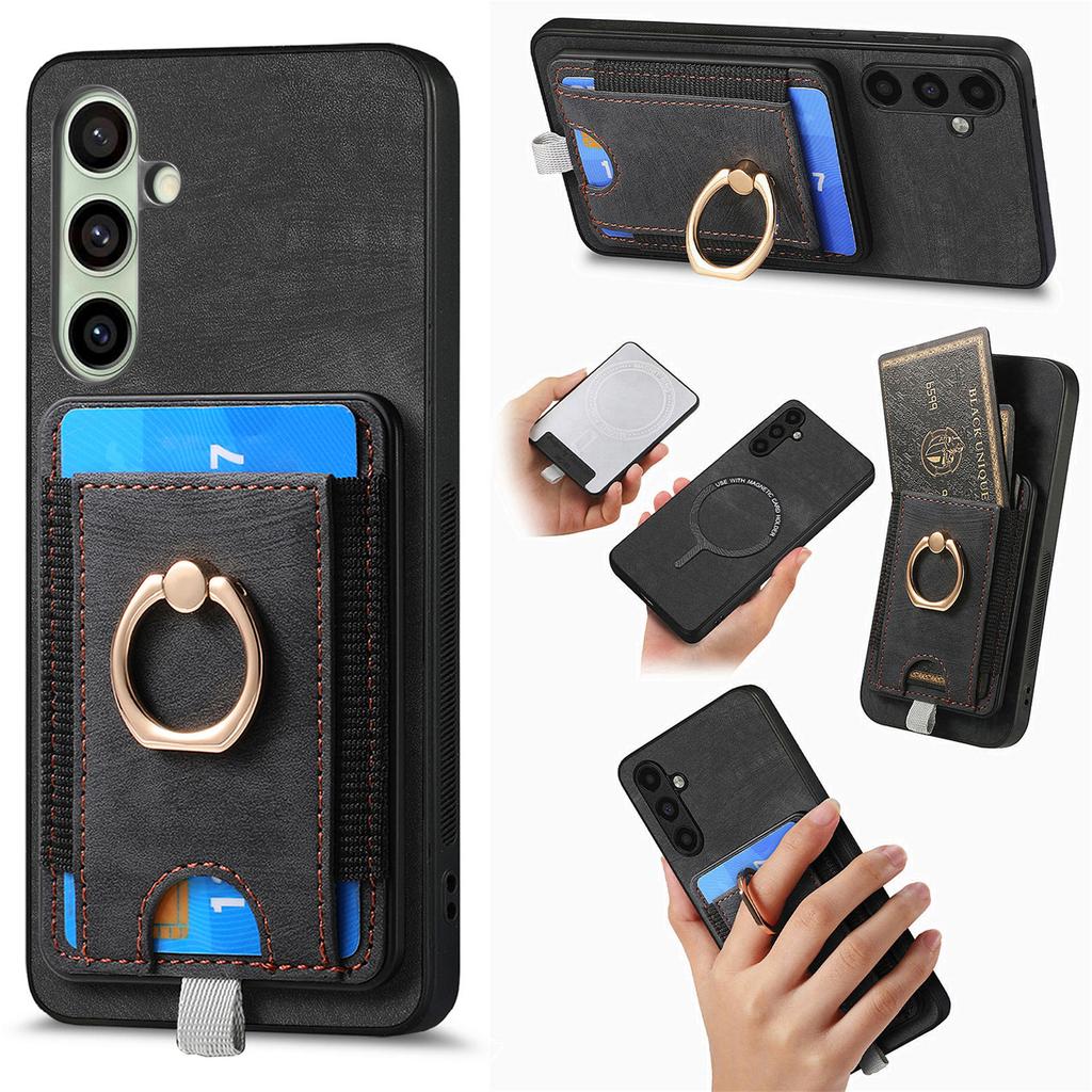 For Samsung Galaxy A26 5G Magnetic Case PU Leather Back Cover with Detachable Card Holder