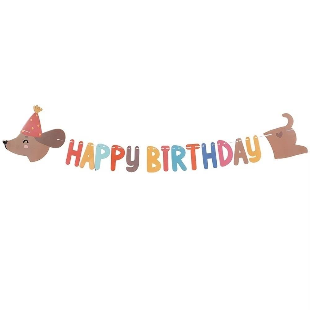 Paper Banner Pull Flag Banner Happy Birthday Text Pet Party Decoration New Birthday Banner