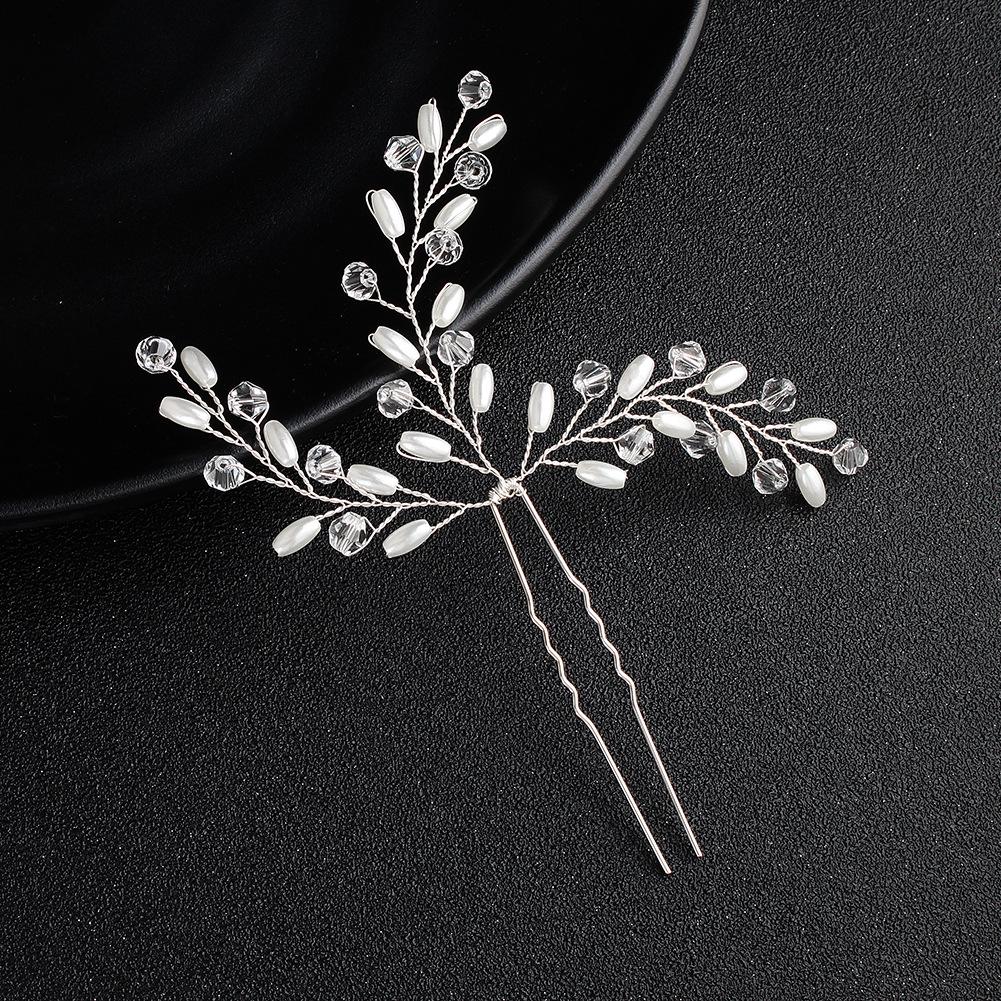 Сделанный вручную свадебный гребень для волос с цветком из жемчуга и страз и листьями