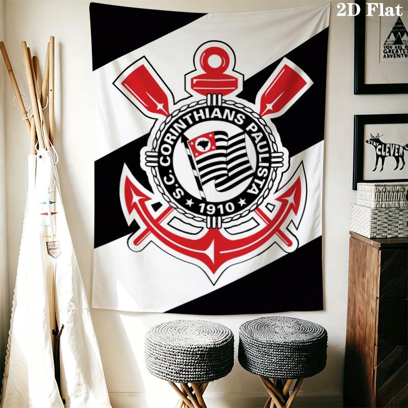 Corinthians Paulista Wall Tapestry Aesthetic Wall Hanging Printed Fabric Blanket Decorative Tapestries for Bedroom Living Room Home Decor