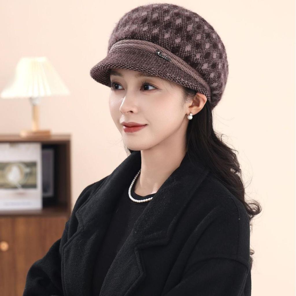 Элегантная теплая шерстяная кепка газетчика: Вязаная шапка в стиле ретро, удобная и универсальная, для пожилых мужчин и женщин