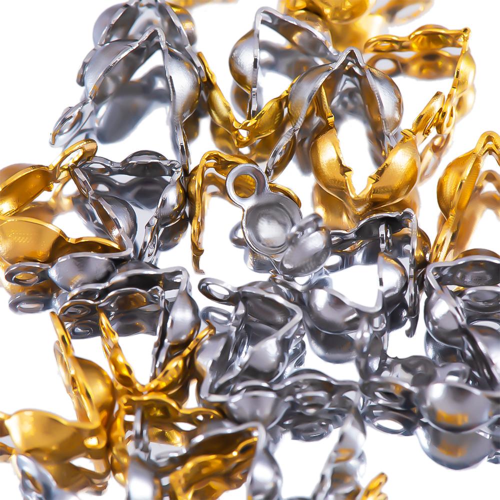 50-100pcs Stainless Steel Ball Chain Connectors Clasp Calotte End Crimps Beads Fastener for Jewelry Making DIY Accessories