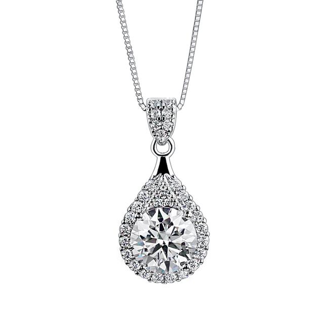 Real 1 Carat Moissanite Pendant Necklace For Women Water Drop S925 Sterling Silver Blue Green Pink Red Yellow Stone