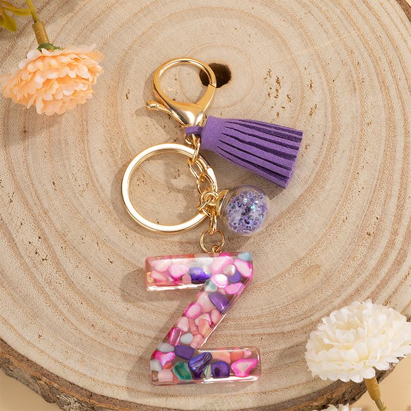 1 шт., держатель для ключей, подарок ручной работы, сумка с алфавитом AZ, кулон, брелок с кисточками и блестками, аксессуары для ключей