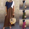 Женское летнее повседневное платье с коротким рукавом и круглым вырезом, свободное длинное платье