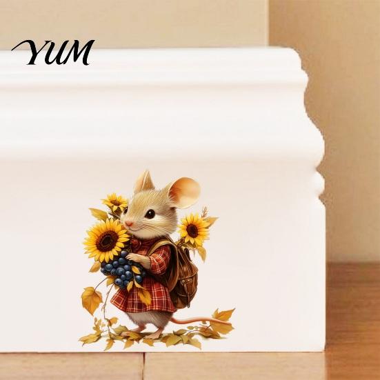 Waterproof Pvc Decals Mouse Wall Stickers, PVC Autumn Retro Fairy Tale Decals, Removable Peel Forest Animal Art And Stick for Kindergarten Indoor