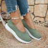 Women's Flat Round Toe Knitted Shoes, Women's Solid Color Slip On Walking Mesh Shoes, Breathable Daily Ladies Shoes Footwear