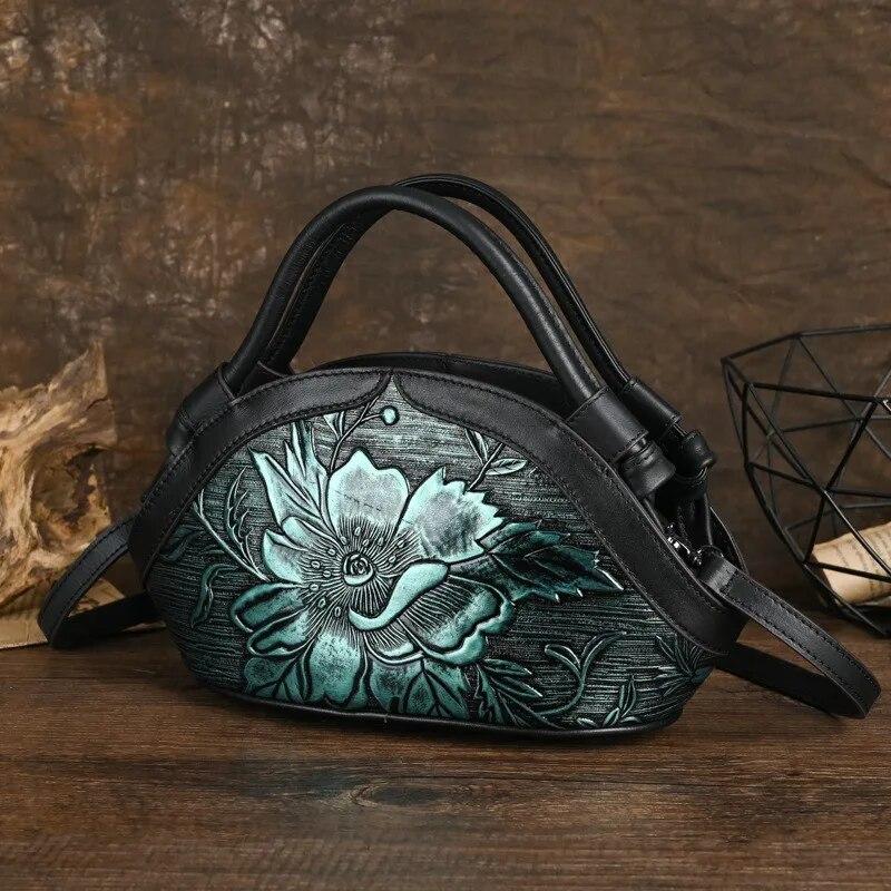 Johnature Ретро-сумка ручной работы из натуральной кожи с тиснением, женская сумка, универсальные сумки из воловьей кожи на плечо и через плечо