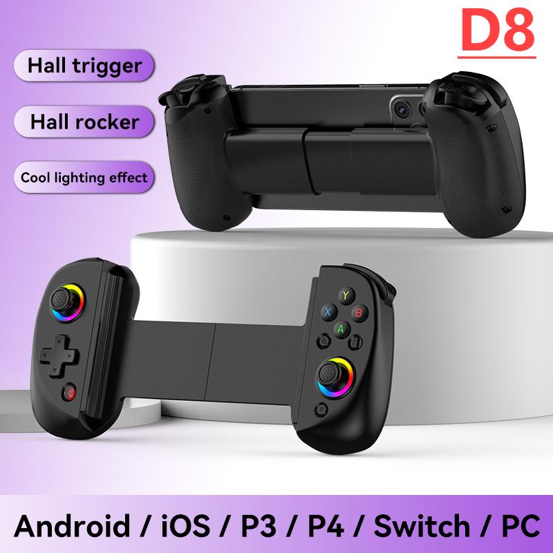 D8 Телескопический мобильный игровой контроллер RGB подсветка Геймпад для мобильного телефона Совместимость с Bluetooth 5.2 для Android ApplePS3 PS4 Switch PC