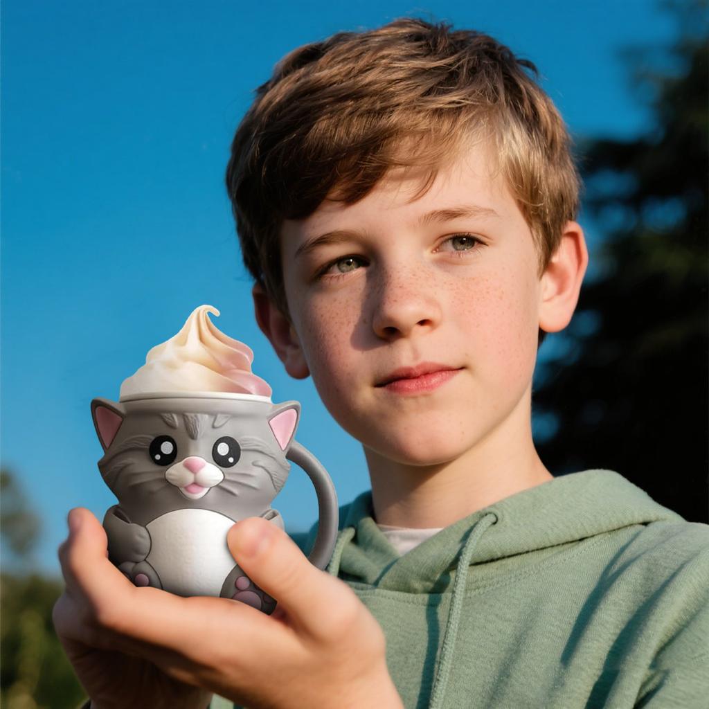 Держатель для стаканчика мороженого Cuddles, 3D-печатный стакан с ручкой и ящиком для закусок, Милый герметичный держатель для стаканчика мороженого, Подарок для любителей
