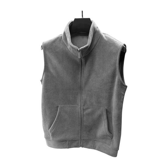 Мужской флисовый жилет с карманами, воротником-стойкой, без рукавов, застежкой-молнией, мягкий