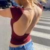 Сексуальный женский топ в стиле Y2K, однотонный, с открытой спиной, с коротким рукавом, для весны/лета 2026
