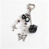 Handmade Beaded Keychain Pearl Heart Beaded Star Pendant Keychain DIY Charm Keychain  For Backpack