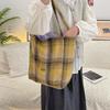 11 Winter Woolen Plaid Shoulder Bag Retro Plaid Canvas Bag Large Capacity Double-sided Bag Commuter Bag