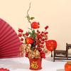 Chinese Lunar Year Decoration Red Berry Branches Decorative Fake Flower Bucket for Indoor
