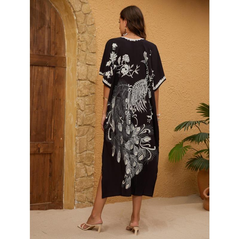 Пляжная накидка для бикини больших размеров с принтом для женщин