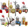 MOC Средневековые Строительные Блоки Замок Рыцари Армия Солдаты Воинские Аксессуары Боевой Конь Шлемы Щиты Доспехи Игрушка Подарки S036 DIY