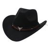 Ox Head Belt Tibetan Style Top Hat Roll Brim Cowgirl Cap New Western Cowboy Hat  Men