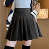Wool Pocket Pleated Skirt for Women - High Waist, Thick, Retro, Short Skirt for Autumn & Winter