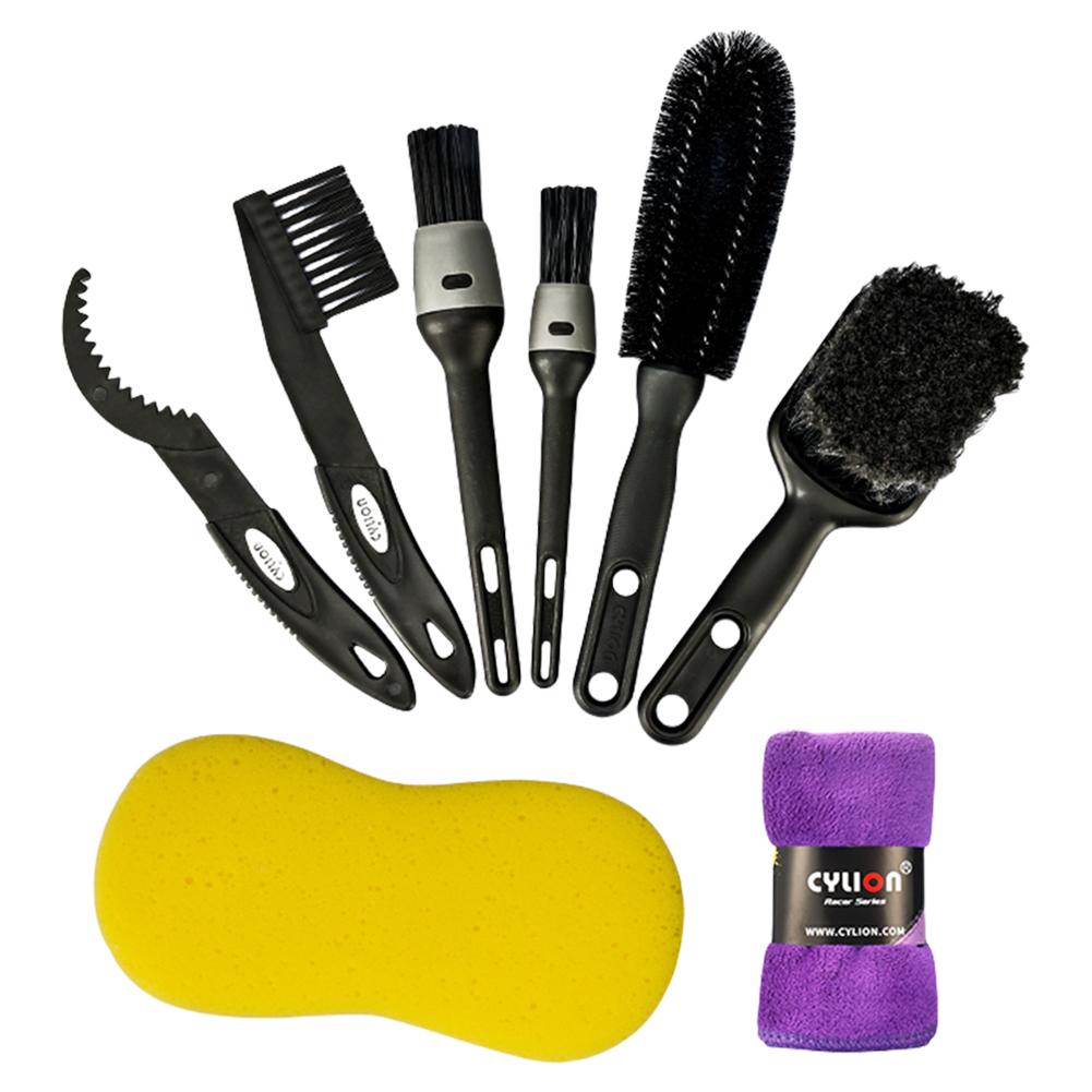 8pcs Bike Clean Brush Kit Bike Cleaning Brush Set Bicycle Cleaning Brush Tool For Mountain Road City Bmx And Folding Bike