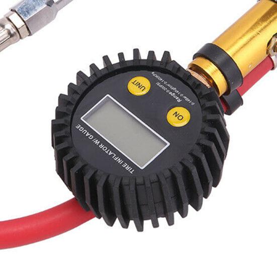 LCD Display Tire Pressure Gauge with Rubber Hose Ergonomic Design 200PSI