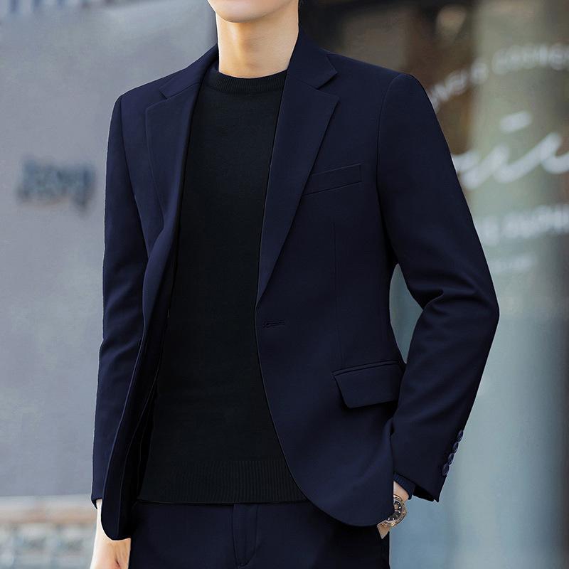 Мужской однотонный свадебный костюм для жениха, мужской деловой повседневный костюм в корейском стиле, модный приталенный комплект из 2 предметов, большой размер