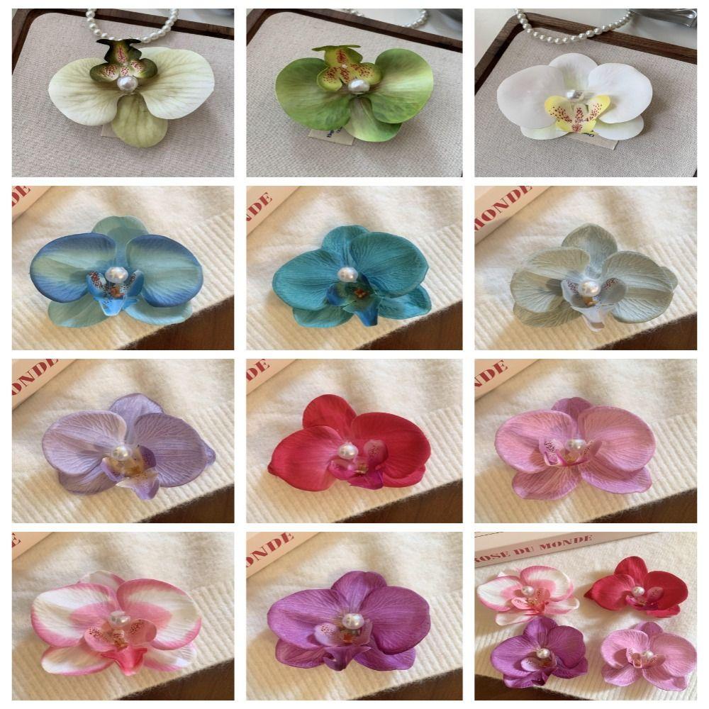 Pink Orchid Flower Hair Clip Hair Accessories Bohemia Barrettes Sweet Orchid Hairpin Daily