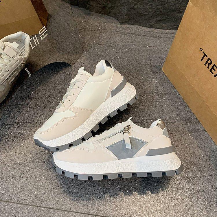 Женские кроссовки на небольшой платформе с молнией, новинка 2025 года, беговые кроссовки в цветовой гамме на резиновой подошве, студенческая уличная съемка, обувь Форреста Гампа