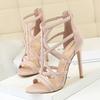 Bigtree European and American Roman Style Fine Heel 11cm Super High Heel Hollow Sexy Nightclub Sandals Summer High Heels