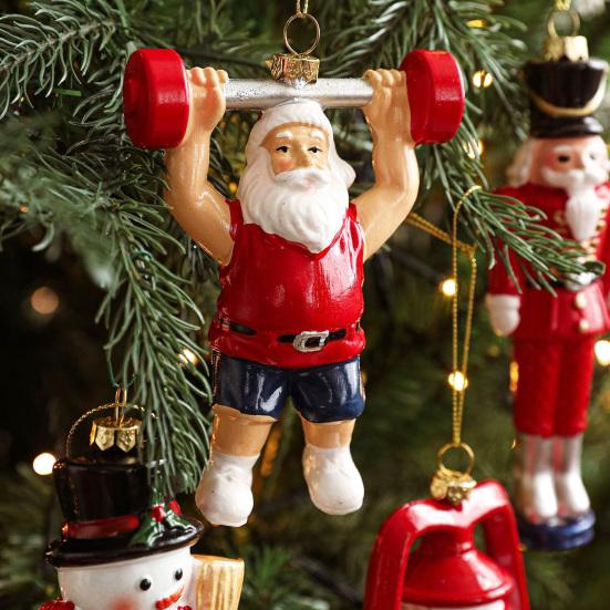 Мультяшные пластиковые украшения Санта, елочные дизайны, красочные рождественские украшения с