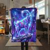 Starry Animal Unicorn Goat Print Flannel Blanket,High quality Comfortable for All Seasons,Home Decor,Warmth and Comfort,Perfect for Christmas Gifts